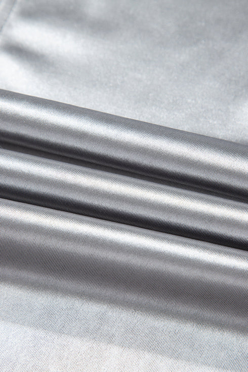 Satin Finish Muscle Shoulder Ribbed Trim Top
