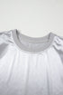 Satin Finish Muscle Shoulder Ribbed Trim Top