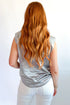 Satin Finish Muscle Shoulder Ribbed Trim Top
