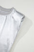 Satin Finish Muscle Shoulder Ribbed Trim Top