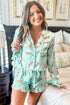 Satin Leopard Print Ruffle Button Down Pajama Set