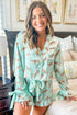Satin Leopard Print Ruffle Button Down Pajama Set