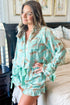 Satin Leopard Print Ruffle Button Down Pajama Set