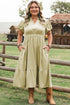 Satin Notched V Neck Tiered Plus Size Maxi Dress