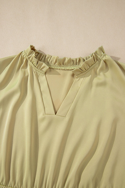Satin Notched V Neck Tiered Plus Size Maxi Dress