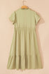 Satin Notched V Neck Tiered Plus Size Maxi Dress