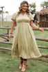 Satin Notched V Neck Tiered Plus Size Maxi Dress