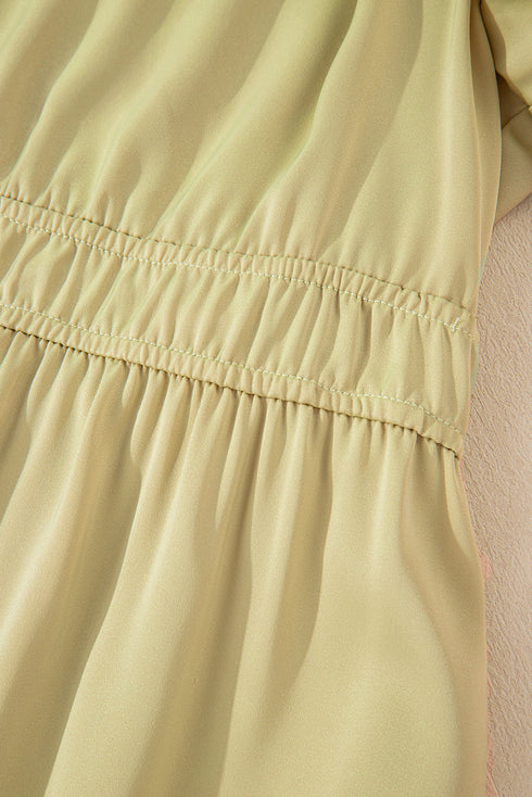 Satin Notched V Neck Tiered Plus Size Maxi Dress
