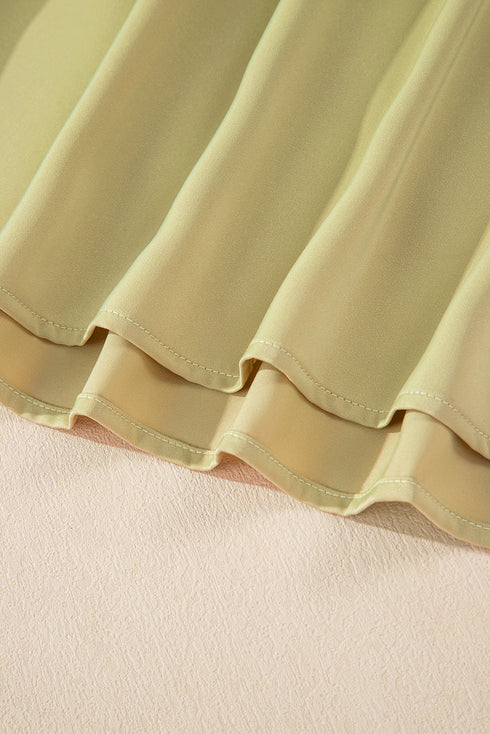 Satin Notched V Neck Tiered Plus Size Maxi Dress