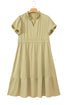 Satin Notched V Neck Tiered Plus Size Maxi Dress
