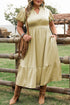 Satin Notched V Neck Tiered Plus Size Maxi Dress