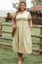 Satin Notched V Neck Tiered Plus Size Maxi Dress