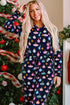 Satin Ornament Print Button Down Long Sleeve Pajama Set