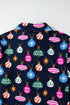 Satin Ornament Print Button Down Long Sleeve Pajama Set