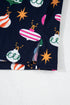 Satin Ornament Print Button Down Long Sleeve Pajama Set