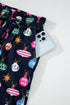 Satin Ornament Print Button Down Long Sleeve Pajama Set