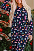 Satin Ornament Print Button Down Long Sleeve Pajama Set