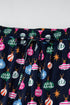 Satin Ornament Print Button Down Long Sleeve Pajama Set