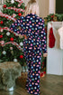 Satin Ornament Print Button Down Long Sleeve Pajama Set