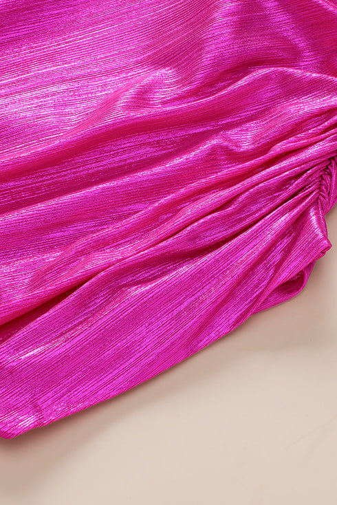 Satin Ruched Sleeve Knotted Open Back Blouse