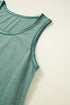 Satin Trim Slub Knit Scoop Neck Tank Top