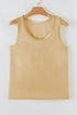 Satin Trim Slub Knit Scoop Neck Tank Top