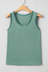 Satin Trim Slub Knit Scoop Neck Tank Top