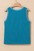 Satin Trim Slub Knit Scoop Neck Tank Top