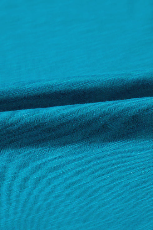 Satin Trim Slub Knit Scoop Neck Tank Top