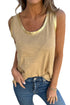 Satin Trim Slub Knit Scoop Neck Tank Top