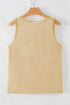 Satin Trim Slub Knit Scoop Neck Tank Top
