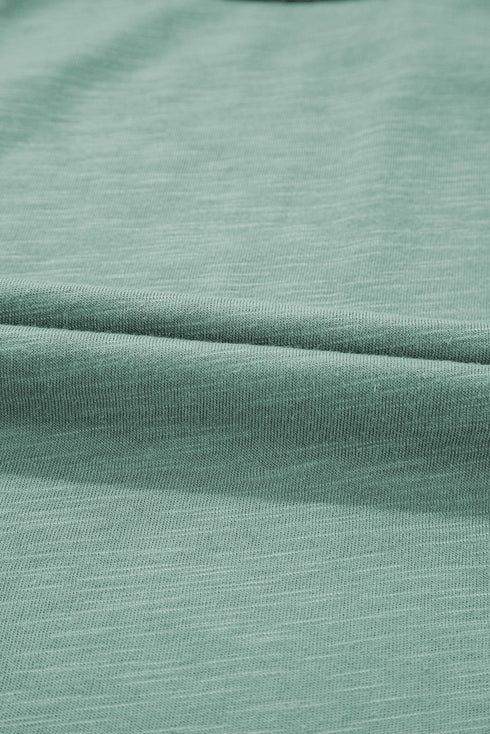 Satin Trim Slub Knit Scoop Neck Tank Top