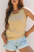 Satin Trim Slub Knit Scoop Neck Tank Top