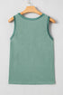Satin Trim Slub Knit Scoop Neck Tank Top