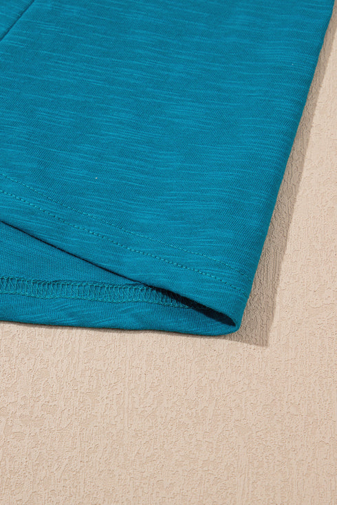 Satin Trim Slub Knit Scoop Neck Tank Top