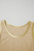Satin Trim Slub Knit Scoop Neck Tank Top