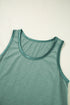 Satin Trim Slub Knit Scoop Neck Tank Top