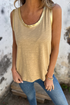 Satin Trim Slub Knit Scoop Neck Tank Top