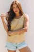 Satin Trim Slub Knit Scoop Neck Tank Top