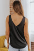 Satin V Neck Sleeveless Relaxed Fit Tank Top