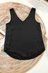 Satin V Neck Sleeveless Relaxed Fit Tank Top