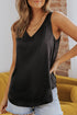 Satin V Neck Sleeveless Relaxed Fit Tank Top