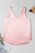 Satin V Neck Sleeveless Relaxed Fit Tank Top