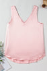 Satin V Neck Sleeveless Relaxed Fit Tank Top