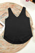 Satin V Neck Sleeveless Relaxed Fit Tank Top