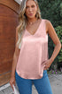 Satin V Neck Sleeveless Relaxed Fit Tank Top