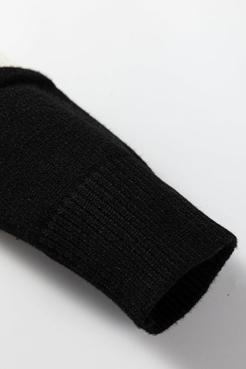 Scallop Detail Blocked Stripe Knit Sweater