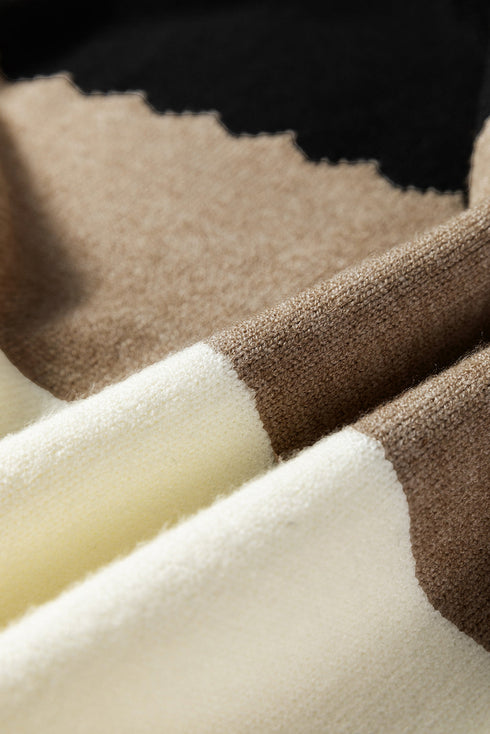 Scallop Detail Blocked Stripe Knit Sweater