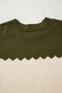 Scallop Detail Blocked Stripe Knit Sweater