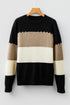 Scallop Detail Blocked Stripe Knit Sweater